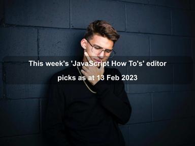 This week's 'JavaScript How To's' editor picks as at 13 Feb 2023 This week's 'JavaScript How To's' editor picks as at 13 Feb 2023