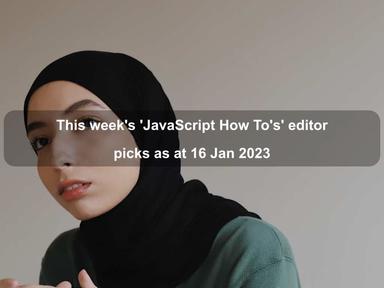 This week's 'JavaScript How To's' editor picks as at 16 Jan 2023 This week's 'JavaScript How To's' editor picks as at 16 Jan 2023